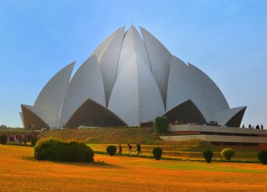 Lotus temple in Delhi, India, on a sunny day clipart