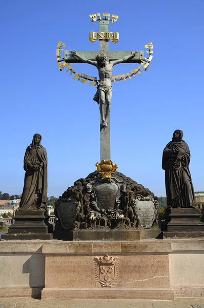 stock image Monument to the Charles Bridge in Prague.