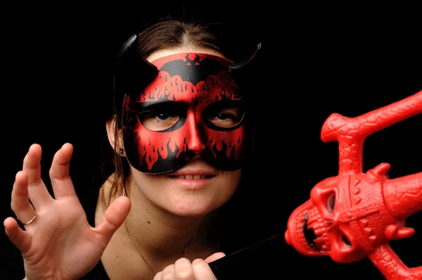 Woman as the devil. — Stock Photo, Image
