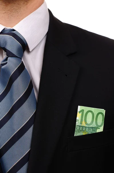Euro in suit. — Stock Photo, Image