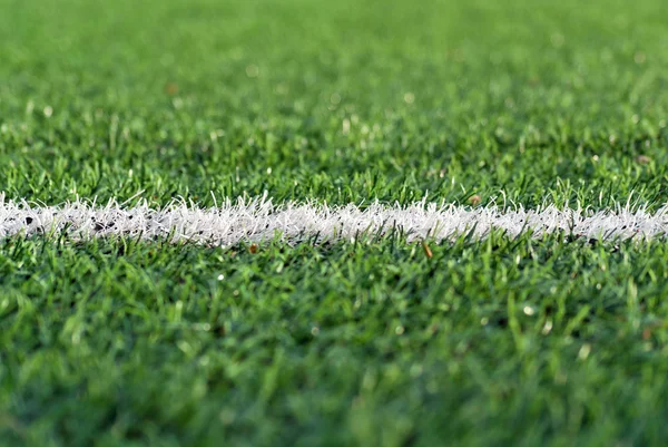 Біла смуга на футбольному полі — стокове фото