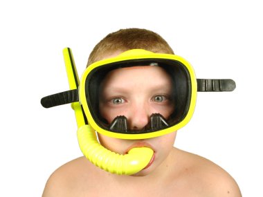 Boy wearing a mask diver clipart