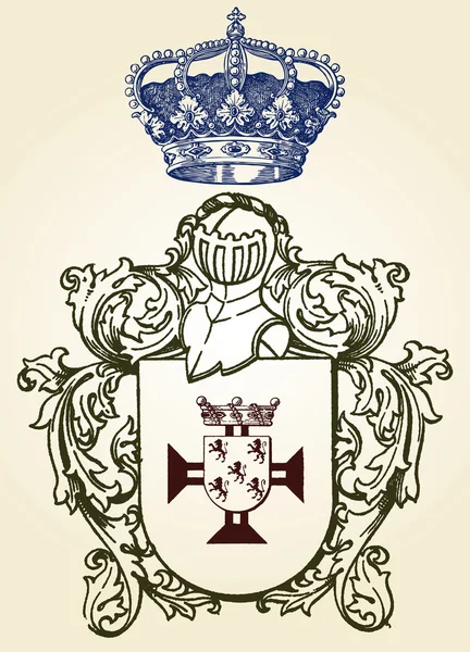 Ilustração escudo conjunto de design com várias formas e decoração — Vetor de Stock