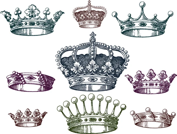 古い王冠セット — ストックベクタ