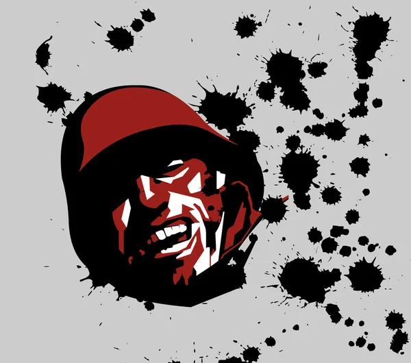 Ilustração de soldado com gotas de sangue — Vetor de Stock