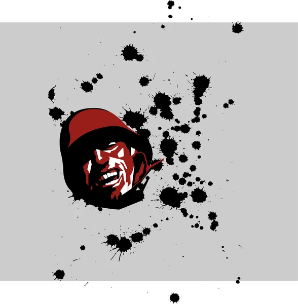Illustration av soldat med blod droppar — Stock vektor
