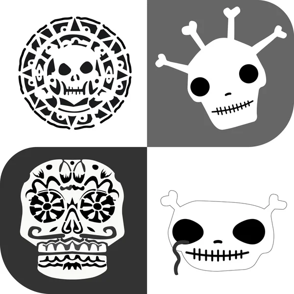 Set skulls in comic style — Stock Vector