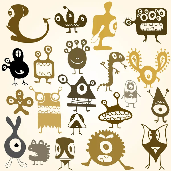 Many cute doodle monsters — Stock Vector