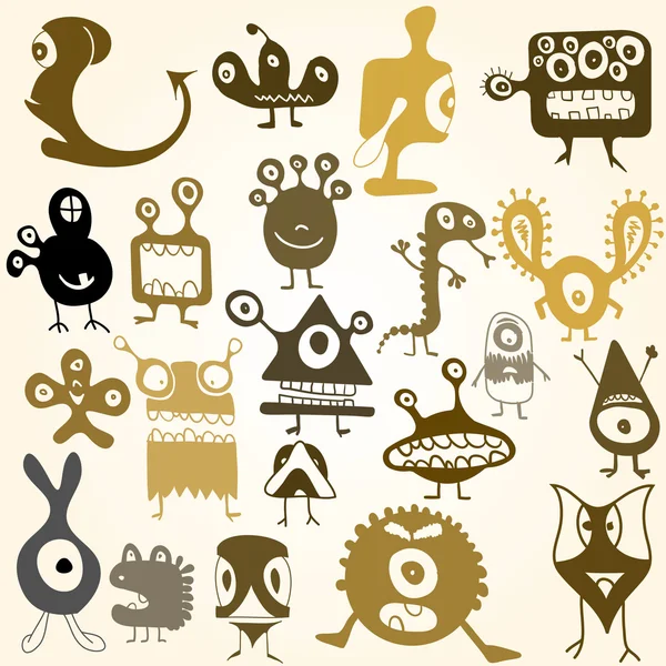 Veel leuke doodle monsters — Stockvector