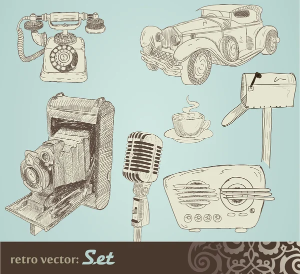 Retro Doodle Set — Stockvektor