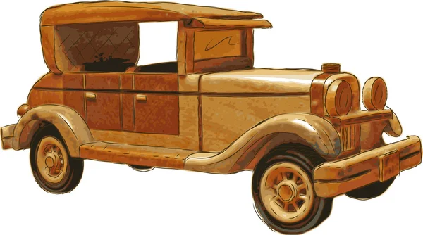 Carro de brinquedo de madeira — Vetor de Stock