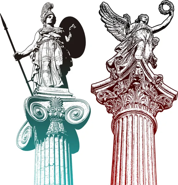Митологические статуи — стоковый вектор