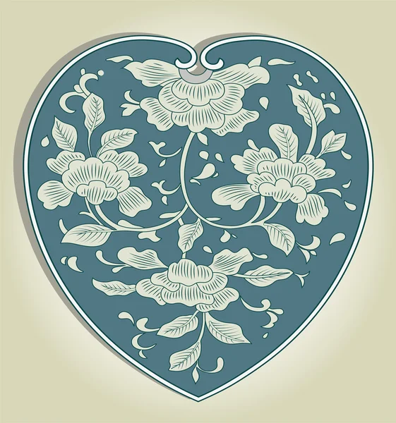 Asiático corazón ornamento — Archivo Imágenes Vectoriales