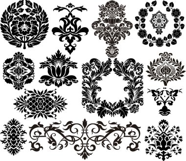 Damask elements clipart