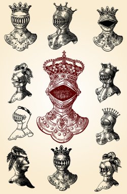 Medieval helmets clipart