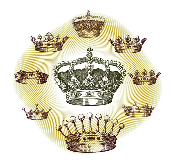 Ancien jeu de couronne — Image vectorielle