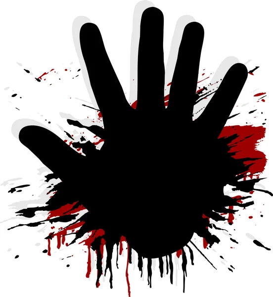 Blood splat with a hand — Stock Vector