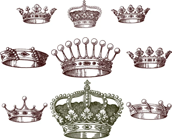Eski crown seti — Stok Vektör