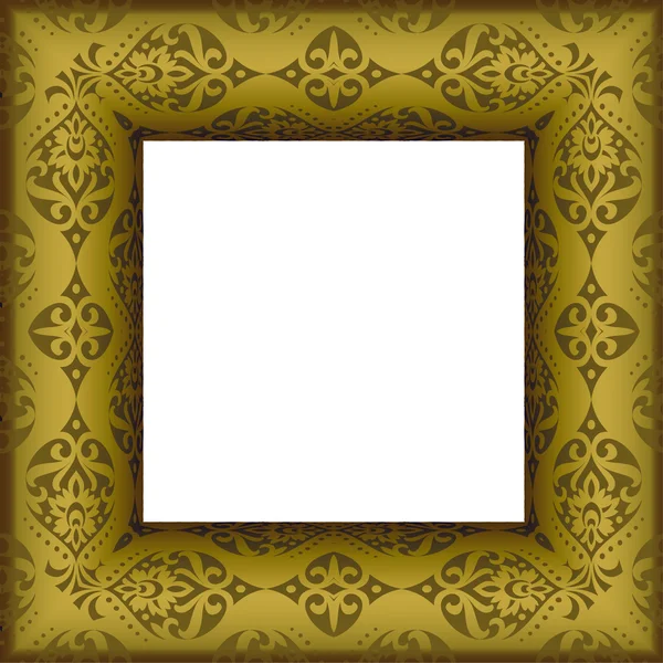 Old beautiful ornated golden antique frame — Stock Vector