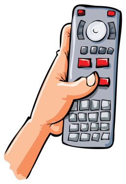 Cartoon hand holding remote contol clipart