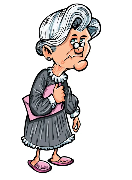 Cartoon oude dame met handtas — Stockvector