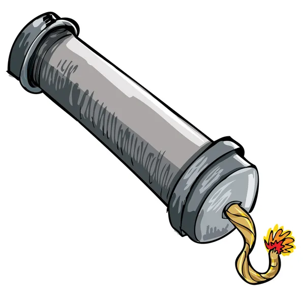 Cartoon pipe bomb with lit fuse — Stock Vector