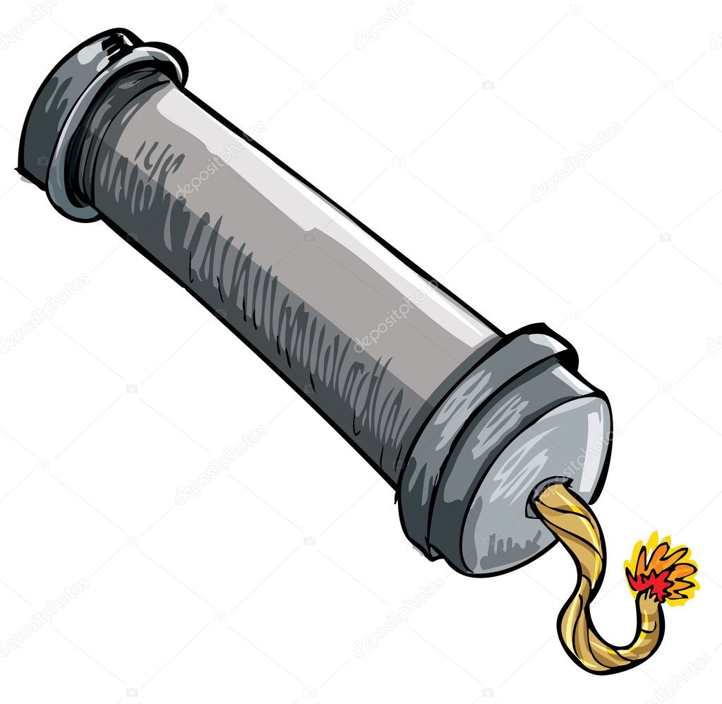 Cartoon pipe bomb with lit fuse