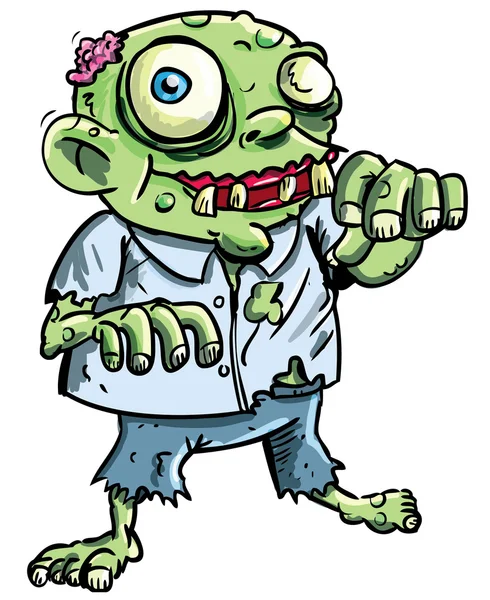Cute green cartoon zombie — Stock Vector