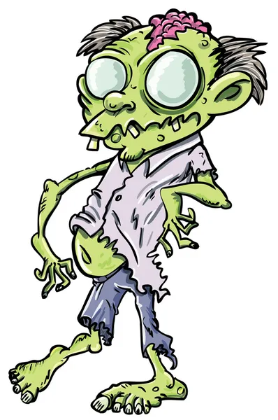 Cute green cartoon zombie. — Stock Vector