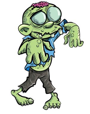 Cute green cartoon zombie. clipart
