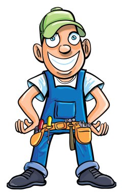 Cartoon handyman with tools. clipart