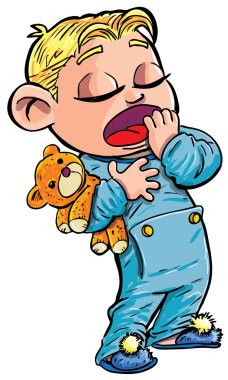 Cartoon of sleepy little boy yawning clipart