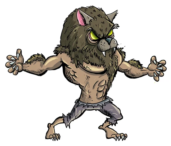 Cartoon werewolf with teeth and claws — Stock Vector