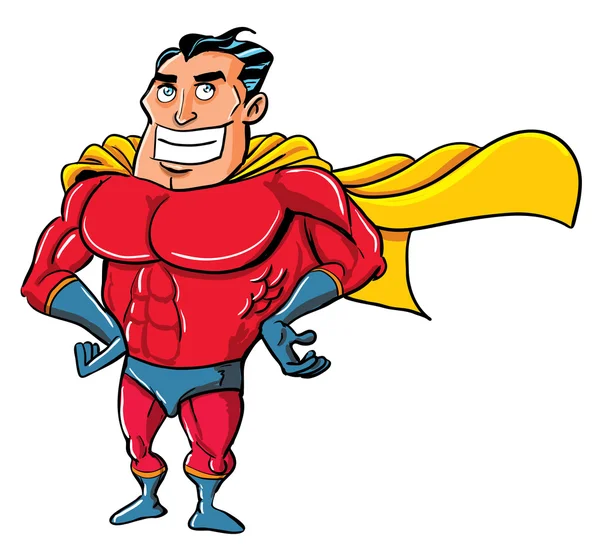 Cartoon superheld in een klassieke pose — Stockvector