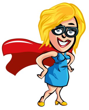 Cartoon superhero office worker lady clipart