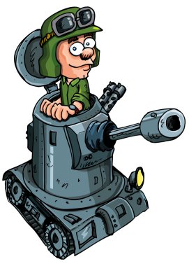 karikatür asker küçük bir tank