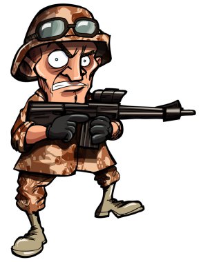 Cartoon soldier isolated on white clipart