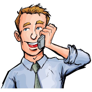 Cartoon office worker on the phone clipart