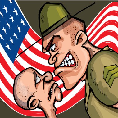 Angry cartoon drill sergeant clipart