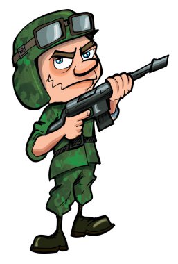 Cartoon soldier isolated on white clipart