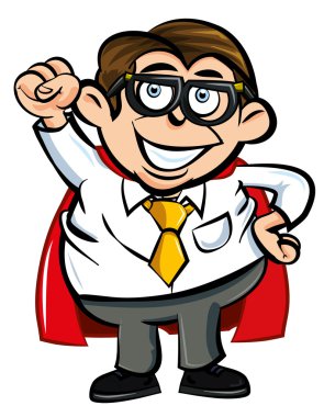 Cartoon Superhero office nerd clipart