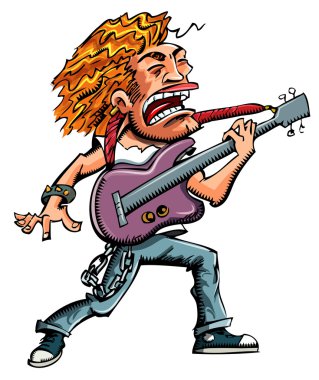 Cartoon of a heavy metal singer clipart