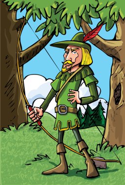 Cartoon Robin Hood in the woods clipart