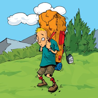 Cartoon Hiker in the forest clipart