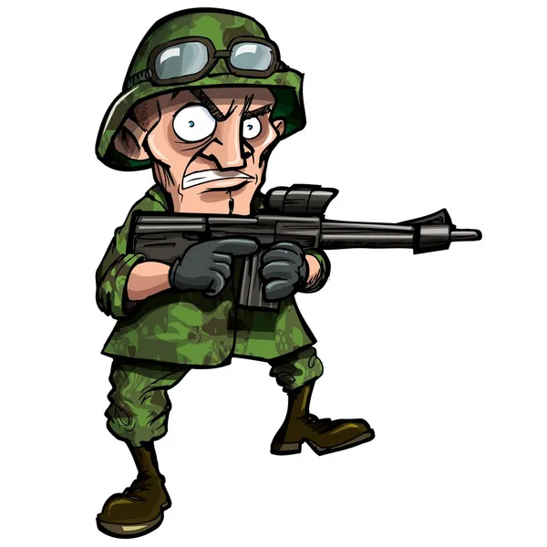Cartoon soldaat geïsoleerd op wit — Stockvector