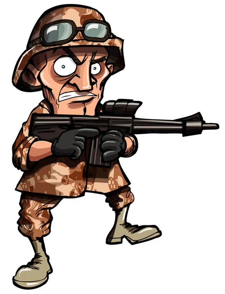 Cartoon soldaat geïsoleerd op wit — Stockvector