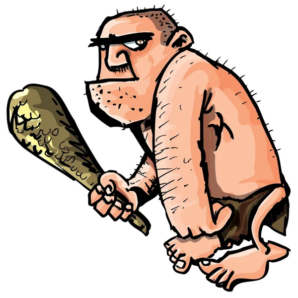 Zeichentrick-Höhlenmensch mit Knüppel — Stockvektor
