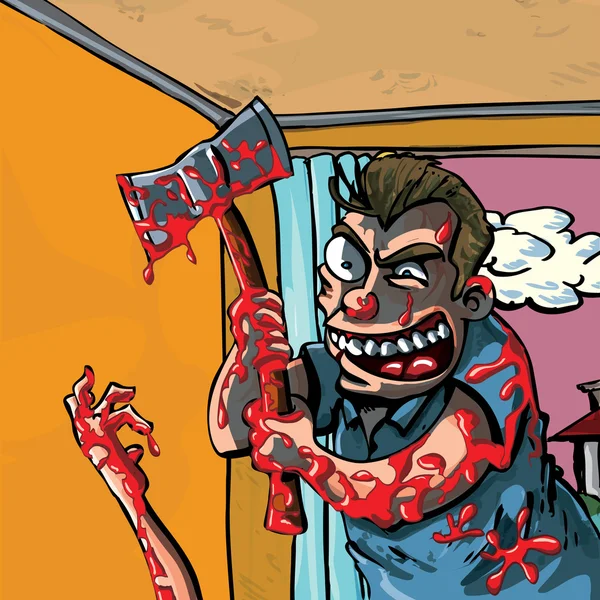 A cartoon of a axe murderer — Stock Vector