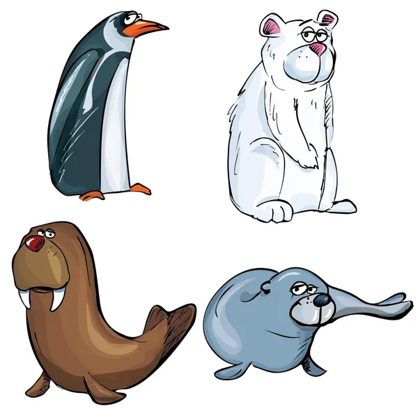 Cartoons of set of artic animals — Stock Vector