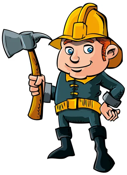 Cartoon fireman with axe — Stock Vector